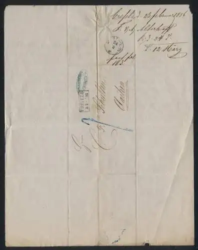 Rechnung Crefeld 1856, Firma F. & A. Alterhoff, Fabrikgelände mit grossem Hof