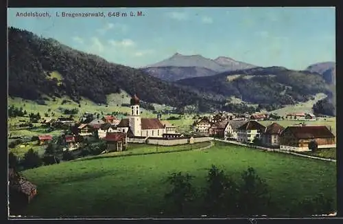 AK Andelsbuch i. Bregenzerwald, Ortsansicht mit Blick ins Land