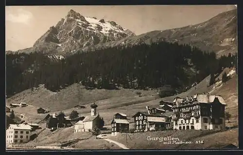 AK Gargellen, Teilansicht mit Kirche gegen Madrisa