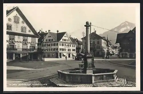 AK Dornbirn, Marktplatz mit Gasthof zum Hirschen