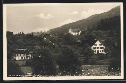 AK Lochau, Ortspartie mit Blick zum Schloss Hofen