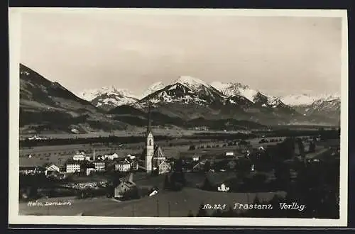 AK Frastanz /Vorlbg., Ortsansicht mit Blick ins Land und auf die Berge