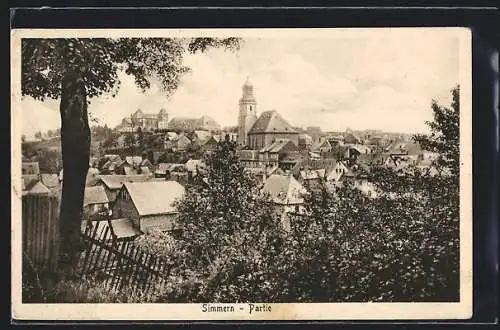 AK Simmern / Hunsrück, Ortspartie vom Berg aus gesehen