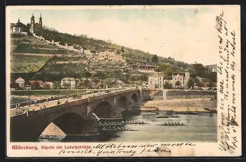 AK Würzburg, Mainufer, Käppele mit Ludwigsbrücke