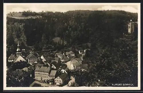 AK Berneck / Fichtelgebirge, Teilansicht mit Kirche