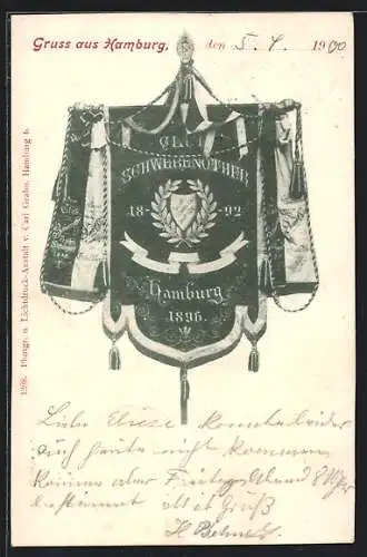 AK Hamburg, Wappen / Banner Schwerenöther 1892