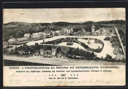 Künstler-AK Villingen / Schwarzwald, Gewerbe- und Industrieausstellung d. Bad. und Württ. Schwarzwaldes 1907