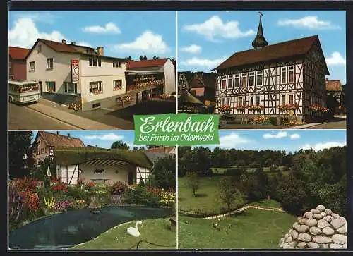 AK Erlenbach / Fürth, Gasthaus Schorsch, Ortspartie