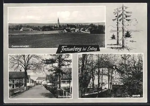 AK Fraunberg / Erding, Gesamtansicht, Dorfstrasse, Schloss