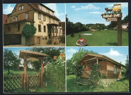 AK Reichelsheim-Beerfurth / Odenwald, Landgasthof und Pension Zur Post, Eingang, Wegweiser