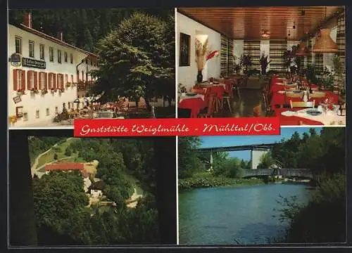 AK Mühltal /Obb., Gaststätte Weiglmühle, Brücken