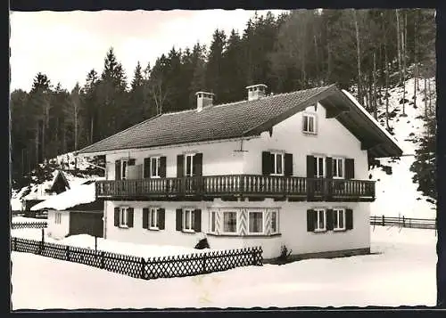 AK Jachenau, Hotel Haus Utzschneider im Winter