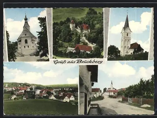 AK Bruckberg / Landshut, Strassenpartie, Kirche, Ortsansicht