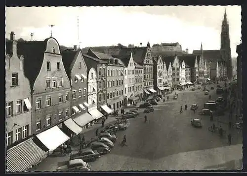 AK Landshut in Bayern, Blick von der unteren Altstadt auf die St. Martinskirche