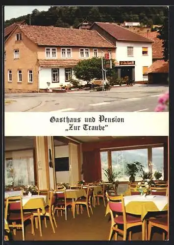 AK Finkenbach / Odenwald, Gasthaus und Pension Zur Traube, mit Innenansicht, Inh. Adam Hering