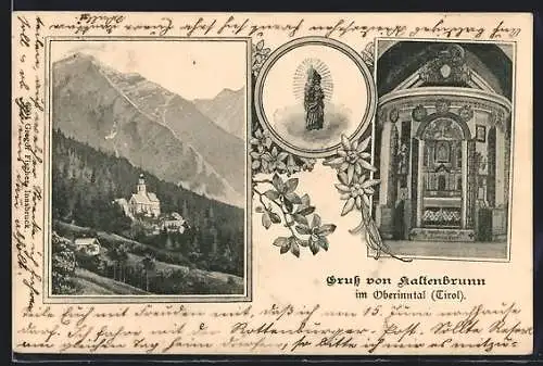 AK Kaltenbrunn /Tirol, Kirche mit Umgebung, Kapelle, Marienbild