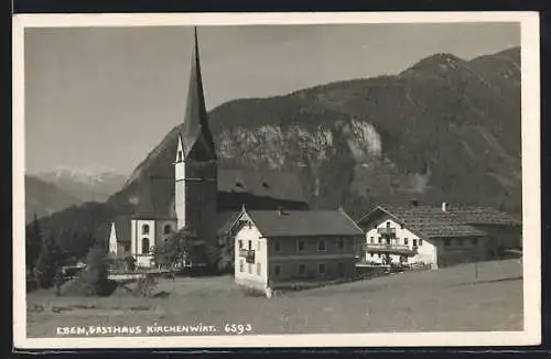 AK Eben, Ortspartie am Gasthaus Kirchenwirt