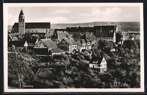 AK Leonberg / Württ., Teilansicht mit Kirche