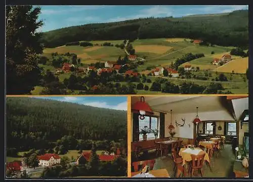 AK Altenfeld /Rhön, Gasthof an der Fulda mit Speiseraum, Inh. J. Wahl, Ortsansicht