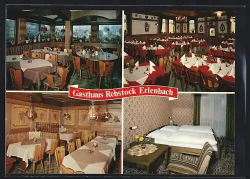 AK Erlenbach / Baden, Das Gasthaus Rebstock, Speiseräume und Hotelzimmer, Weinsberger Strasse 14