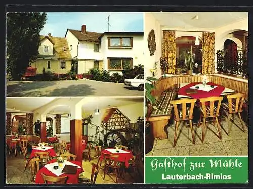 AK Lauterbach-Rimlos / Hessen, Gasthof zur Mühle, mit Speiseraum, Lauterbacher Strasse 10