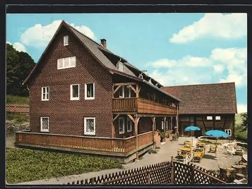 AK Ehrenberg-Wüstensachsen / Rhön, Das Gasthaus Tannenhof mit Terrasse