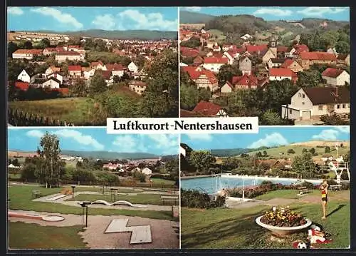 AK Nentershausen / Hess., Minigolf-Platz, Freibad, Ortsansichten