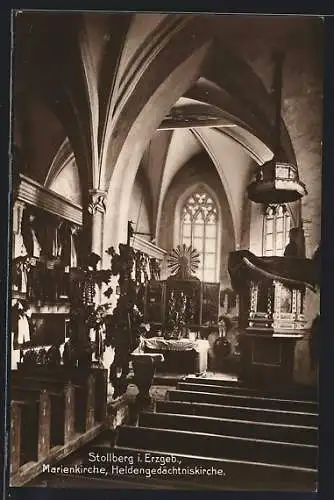 AK Stollberg / Erzgeb., Marienkirche, Heldengedächtniskirche, Inneres