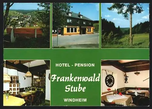 AK Steinbach / Wald, Hotel-Pension Frankenwald Stube mit Innenansichten, Inh. Marga Fehn