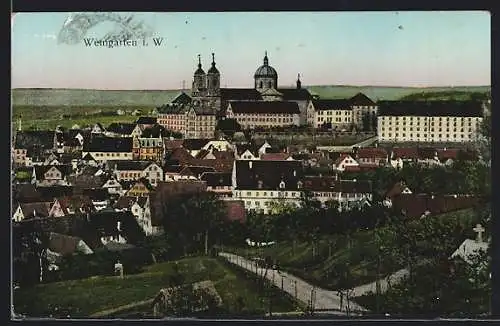 AK Weingarten / Württ., Ortsansicht aus der Vogelschau