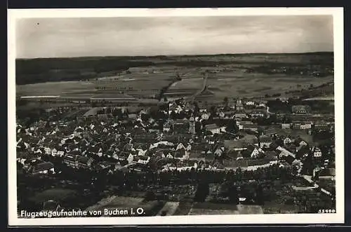 AK Buchen / Odenwald, Teilansicht mit Kirche, Fliegeraufnahme