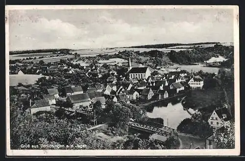 AK Berlichingen a. d. Jagst, Teilansicht mit Kirche