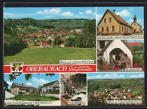 AK Oberaurach / Steigerwald, Mehrzweckgebäude Fatschenbrunn, Hutzelstand, Armin-Knab-Haus Neuschleichach