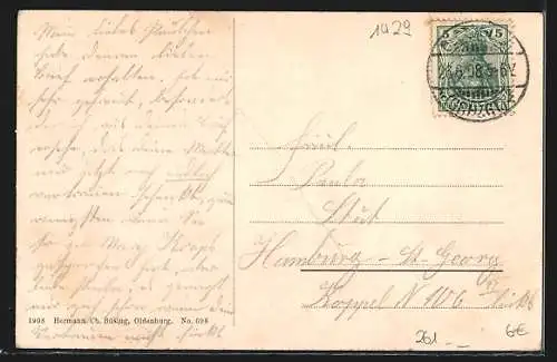 AK Oldenburg / Oldenburg, Partie am Stau mit Fischerknaben