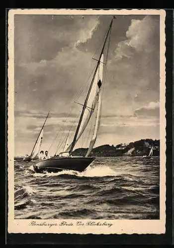 AK Segelboot in der Flensburger Förde