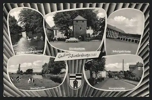 AK Wardenburg, Schulgebäude, An der Wassermühle, Glockenturm, Hauptstrasse