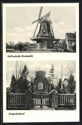 AK Sengwarden, Holländische Windmühle, Kriegerdenkmal