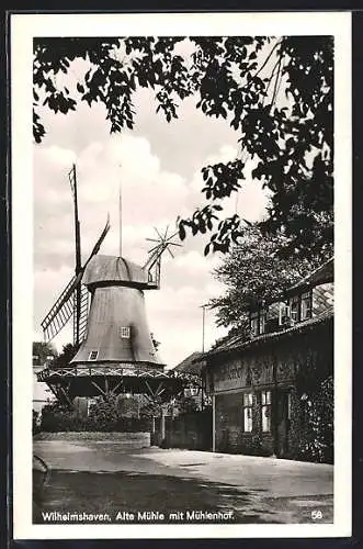 AK Wilhelmshaven, Alte Windmühle mit Gasthaus Mühlenhof