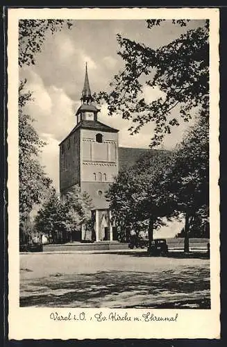AK Varel / Oldenburg, Evangelische Kirche mit Ehrenmal