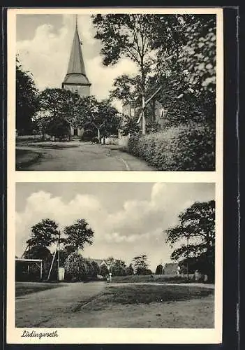 AK Lüdingworth, Blick zur Kirche, Strassenpartie