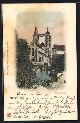 AK Esslingen / Neckar, Blick zur Stadtkirche