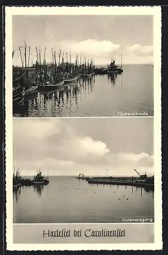 AK Harlesiel, Fischereiboote, Hafenausgang
