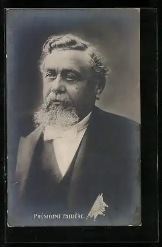 AK Präsident Fallière aus Frankreich im Anzug mit weisser Fliege