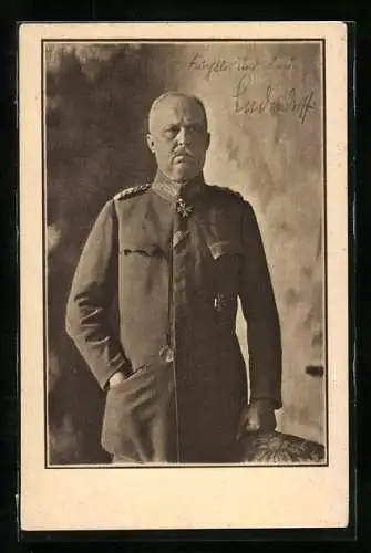 AK Erich Ludendorff, Portrait mit Eisernem Kreuz, Schwesternspende