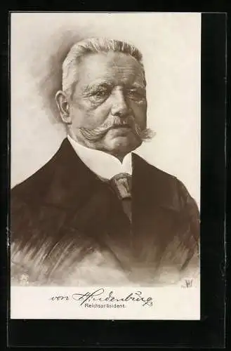 Künstler-AK Portrait des Reichspräsidenten Paul von Hindenburg