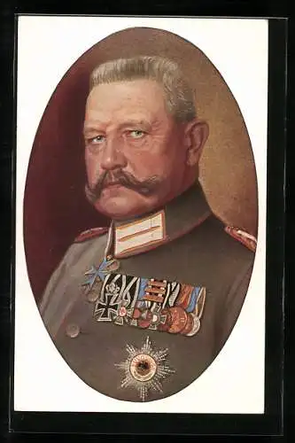 AK Portrait des Generalfeldmarschalls Paul von Hindenburg in Uniform