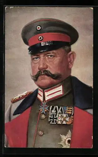 AK Generalfeldmarschall Paul von Hindenburg in Uniform mit Orden