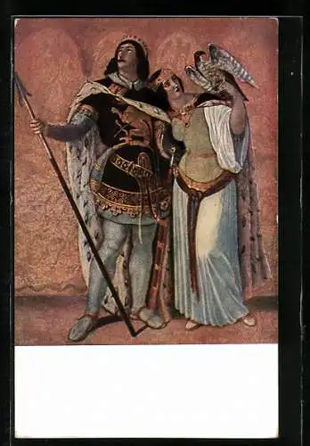 Künstler-AK Siegfried und Kriemhilde aus den Nibelungen
