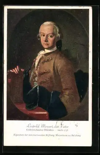 AK Porträt von Mozarts Vater Leopold Mozart um 1756