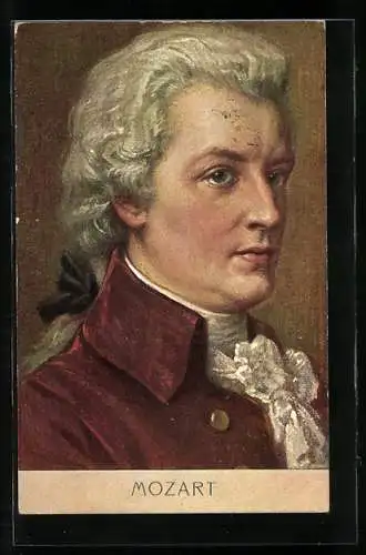 AK Mozart, Halbprofilportrait des Komponisten